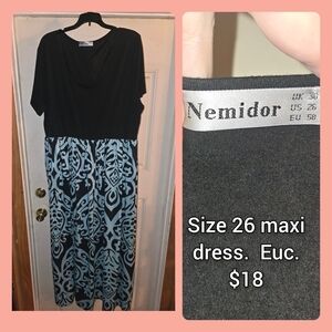 Nemidor Black and Blue Maxi Dress